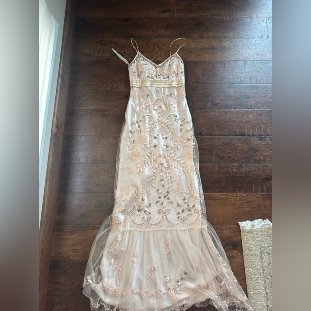Sue Wong Embroidered Cream Dress